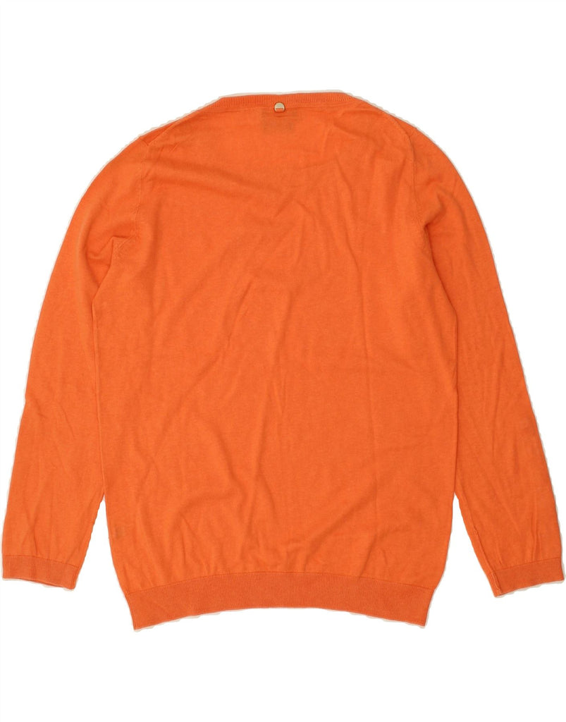 MASSIMO DUTTI Womens Crew Neck Jumper Sweater UK 14 Medium Orange Silk | Vintage Massimo Dutti | Thrift | Second-Hand Massimo Dutti | Used Clothing | Messina Hembry 