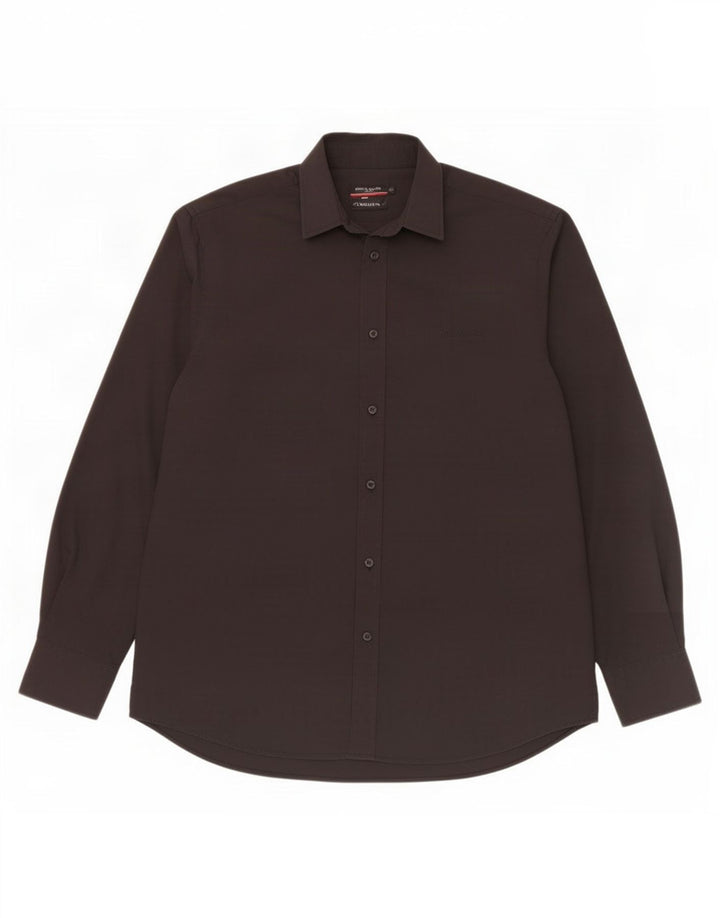 Pierre Cardin Mens Regular Fit Shirt XL Black Polyester