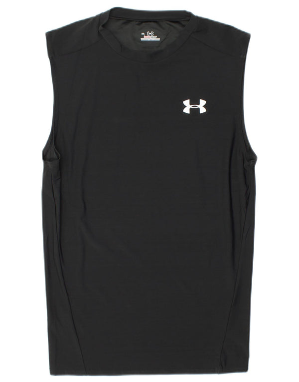UNDER ARMOUR Boys Heat Gear Vest Top 13-14 Years XL Black Polyester