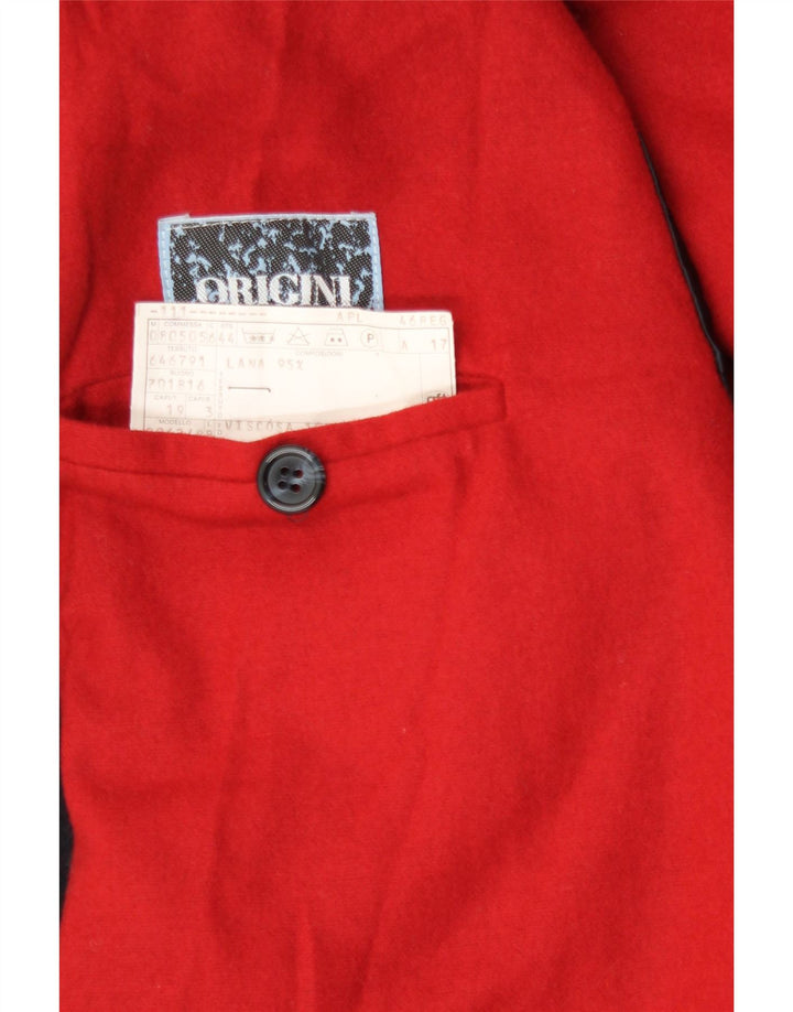 Vintage Mens Regular Fit Double Breasted Coat IT 46 Small Navy Blue Wool