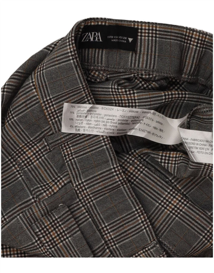 ZARA Womens Skinny Casual Trousers Small W26 L28 Grey Houndstooth Viscose