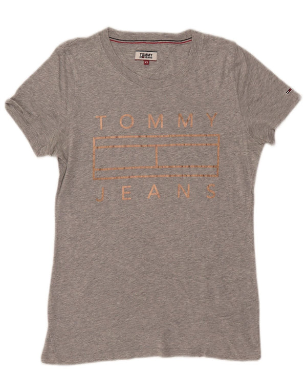 TOMMY HILFIGER Womens Graphic T-Shirt Top UK 6 XS Grey