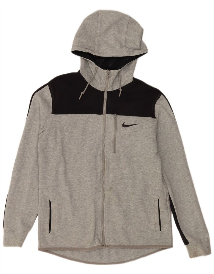Nike Mens Zip Hoodie Sweater Medium Grey Colourblock Cotton