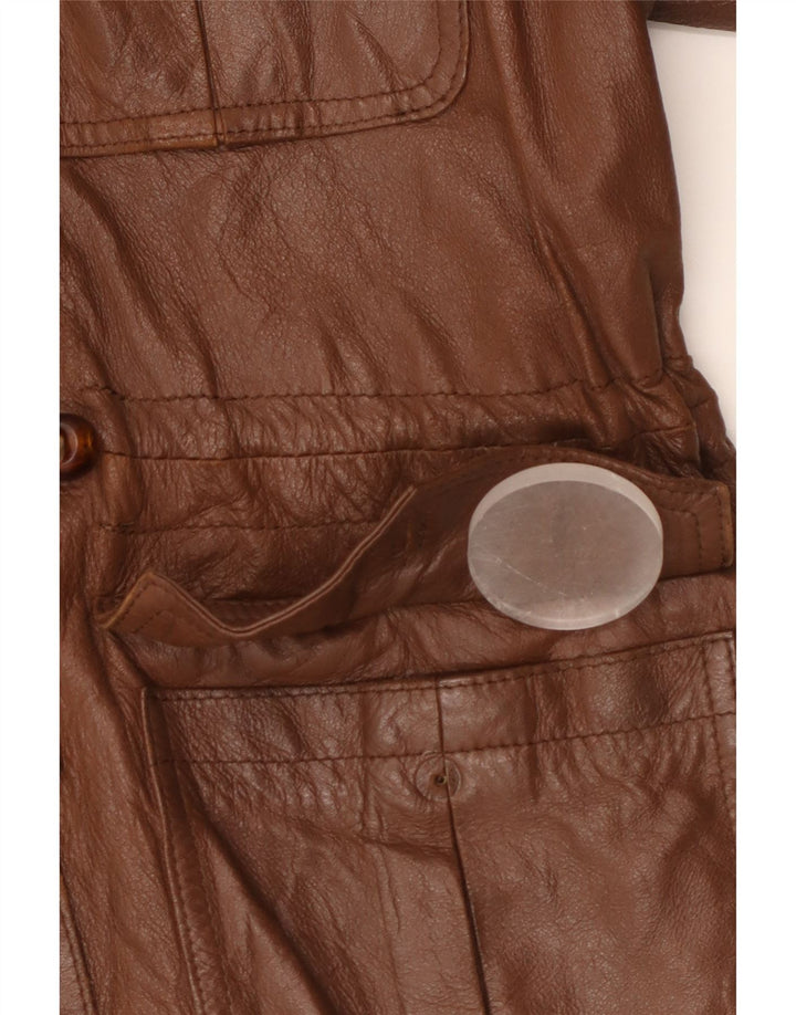 Erika Womens Military Leather Jacket IT 44 Medium Brown