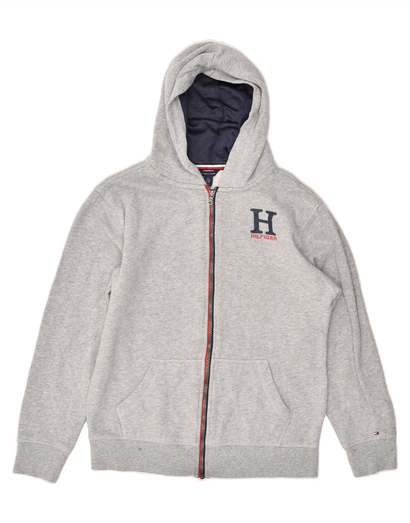 TOMMY HILFIGER Girls Zip Hoodie Sweater 15-16 Years XL Grey Cotton | Vintage Tommy Hilfiger | Thrift | Second-Hand Tommy Hilfiger | Used Clothing | Messina Hembry 