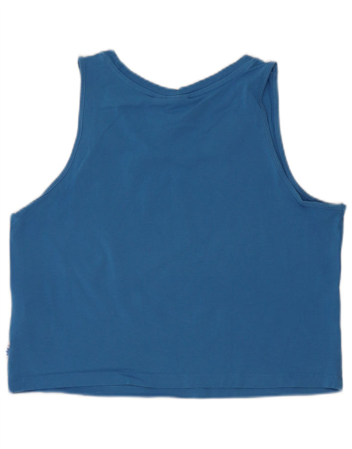 Adidas Womens Crop Graphic Vest Top UK 14 Medium Blue Cotton