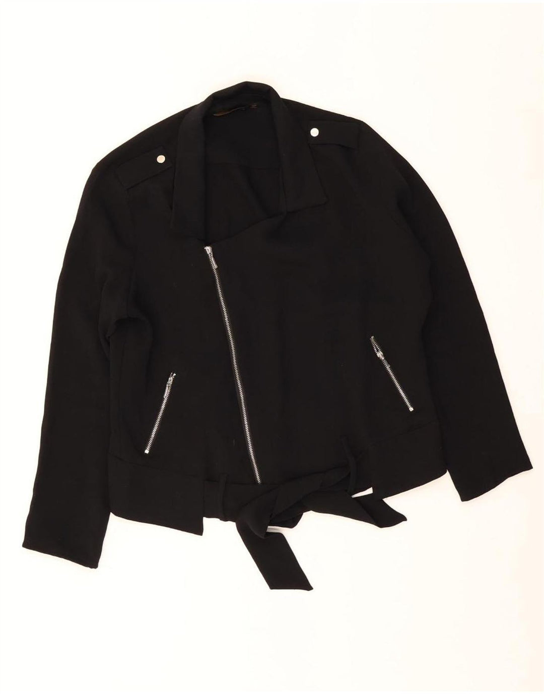 Zara Womens Biker Jacket UK 14 Medium Black