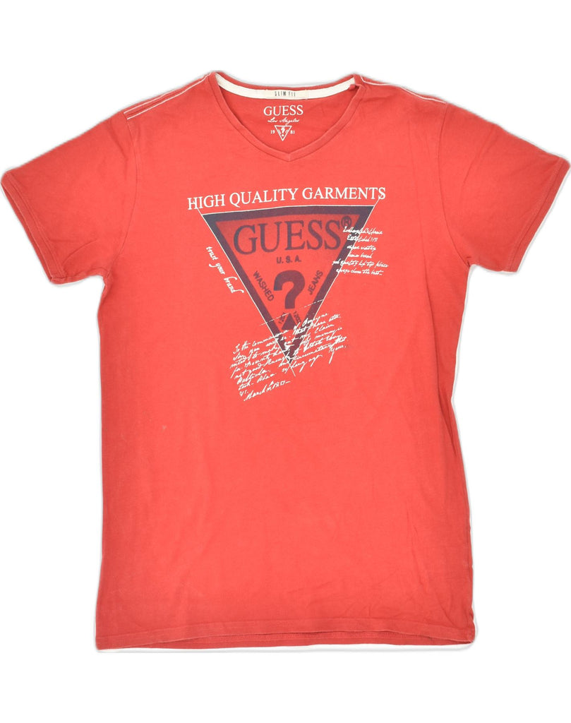 GUESS Mens Slim Fit Graphic T-Shirt Top Small Red Cotton | Vintage Guess | Thrift | Second-Hand Guess | Used Clothing | Messina Hembry 