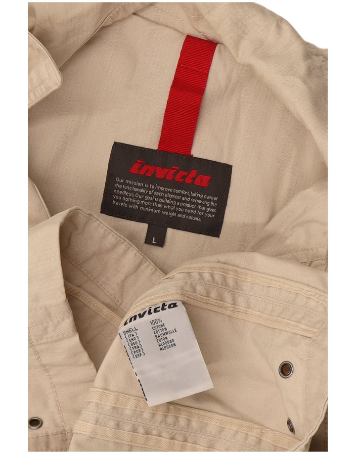 Invicta Mens Bomber Jacket UK 40 Large Beige Cotton