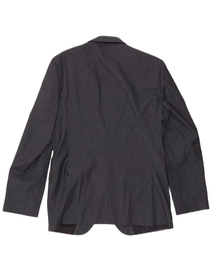 Hugo Boss Mens 2 Button Blazer Jacket EU 48 Medium Grey Houndstooth Wool