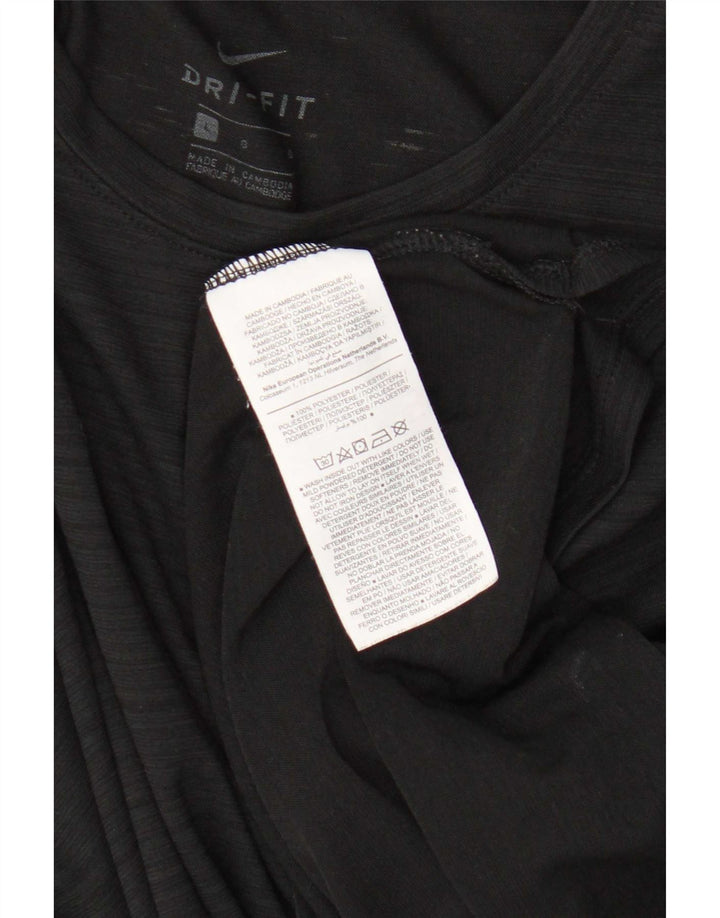 Nike Womens Dri Fit Top Long Sleeve UK 16 Large Black Striped Polyester