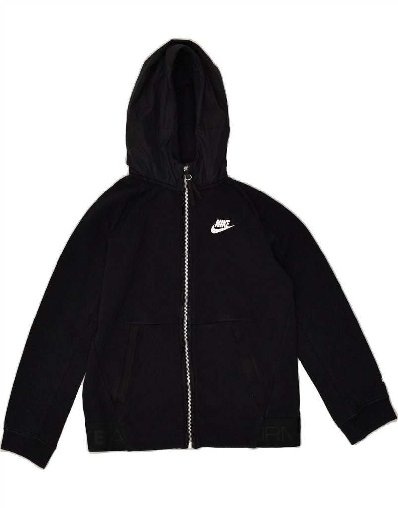 NIKE Boys Graphic Zip Hoodie Sweater 10-11 Years Medium Black Cotton | Vintage Nike | Thrift | Second-Hand Nike | Used Clothing | Messina Hembry 