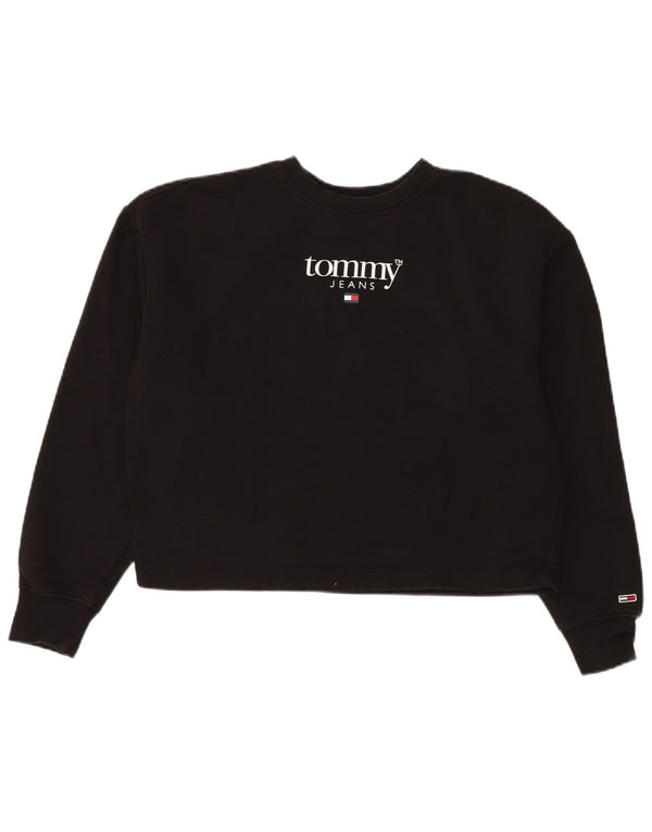 Tommy Hilfiger Womens Graphic Oversized Sweatshirt Jumper UK 10 Small Black