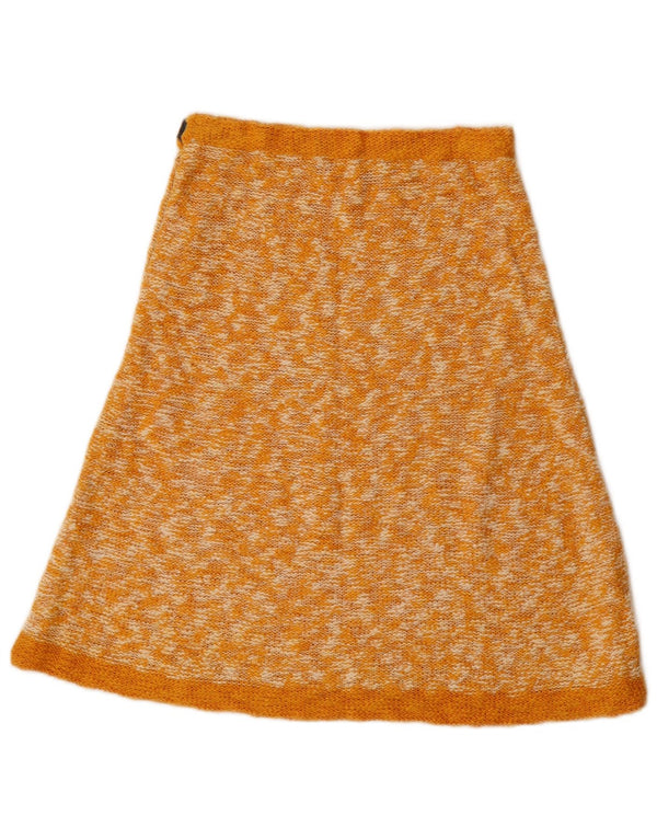 Vintage Womens Knit A-Line Skirt W24 XS Yellow Flecked