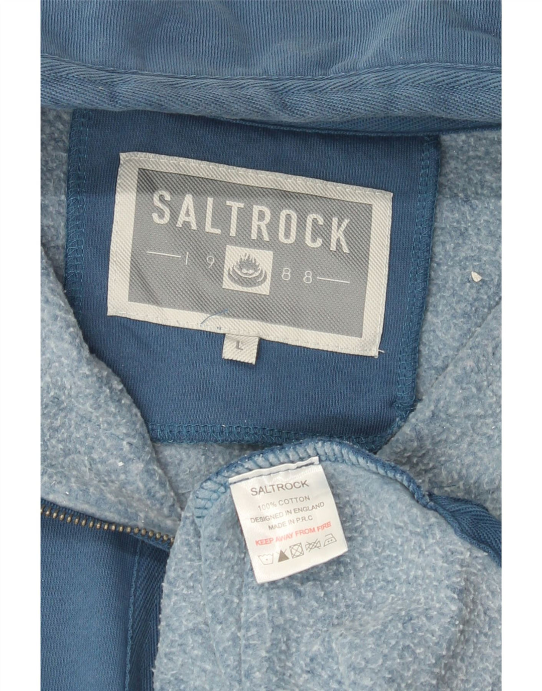 Saltrock Mens Zip Neck Sweatshirt Jumper Large Blue Cotton
