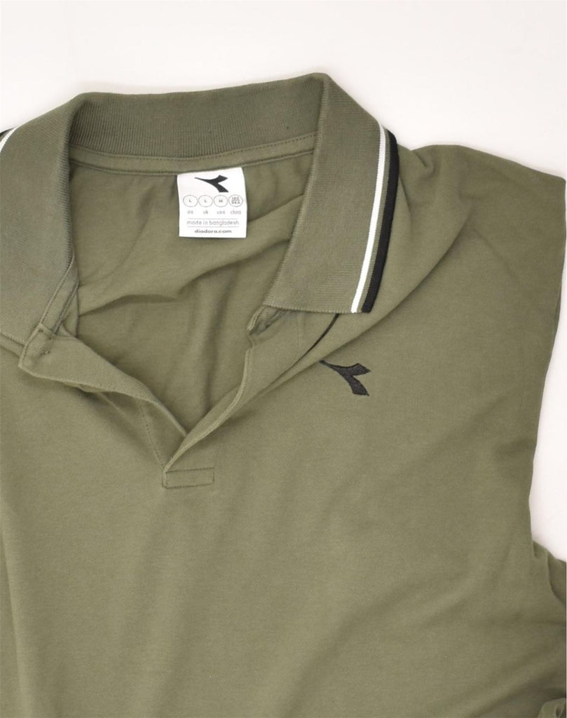 DIADORA Mens Polo Shirt Large Khaki Cotton | Vintage Diadora | Thrift | Second-Hand Diadora | Used Clothing | Messina Hembry 