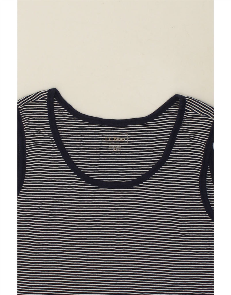 L.L.BEAN Womens Vest Top UK 14 Large Navy Blue Pinstripe Cotton | Vintage L.L.Bean | Thrift | Second-Hand L.L.Bean | Used Clothing | Messina Hembry 