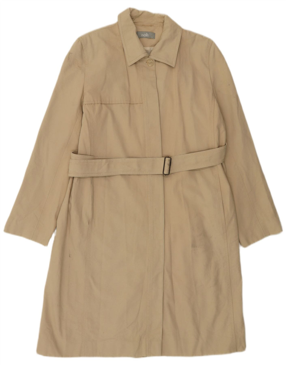 WALLIS Womens Trench Coat UK 12 Medium Beige Cotton
