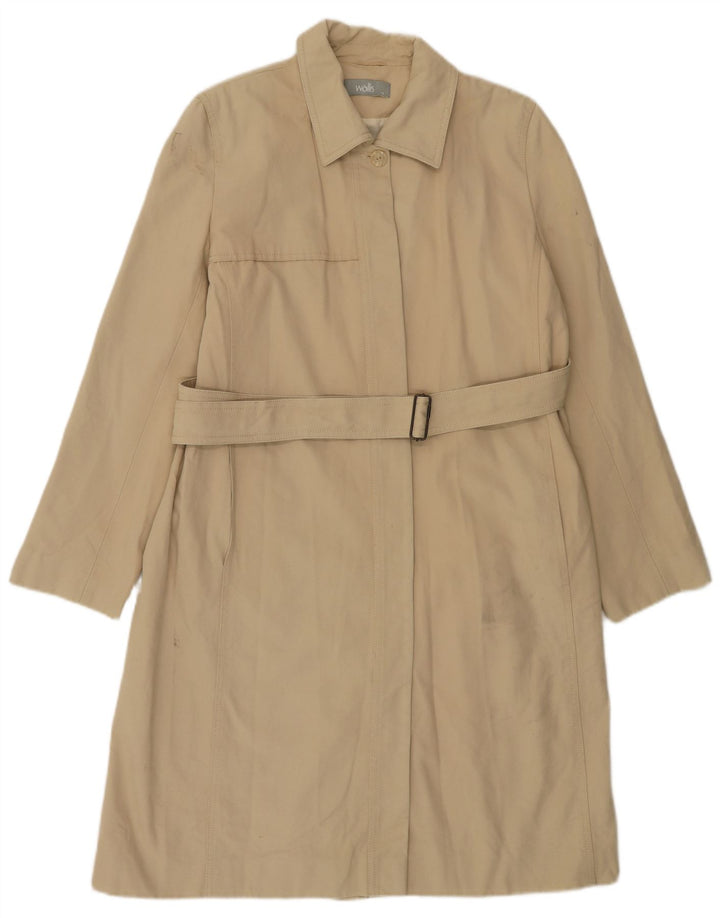 WALLIS Womens Trench Coat UK 12 Medium Beige Cotton