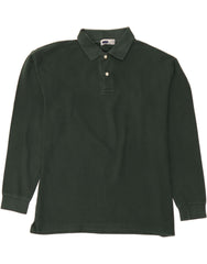 FILA Mens Long Sleeve Polo Shirt Large Green Cotton