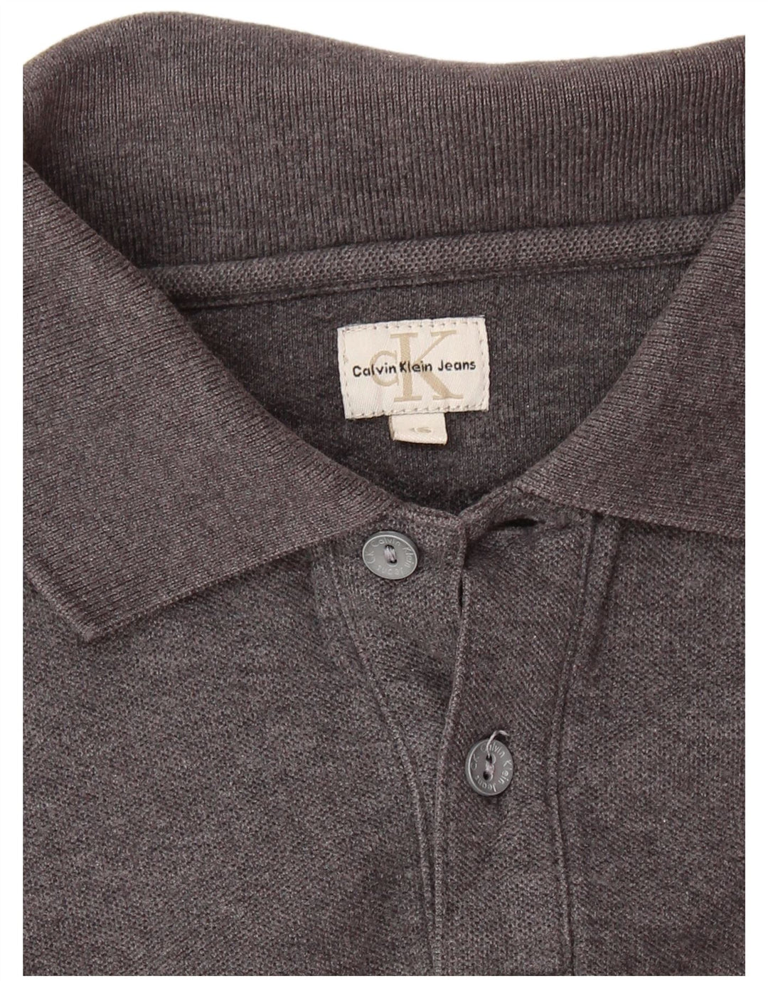 CALVIN KLEIN JEANS Boys Long Sleeve Polo Shirt 15-16 Years Grey