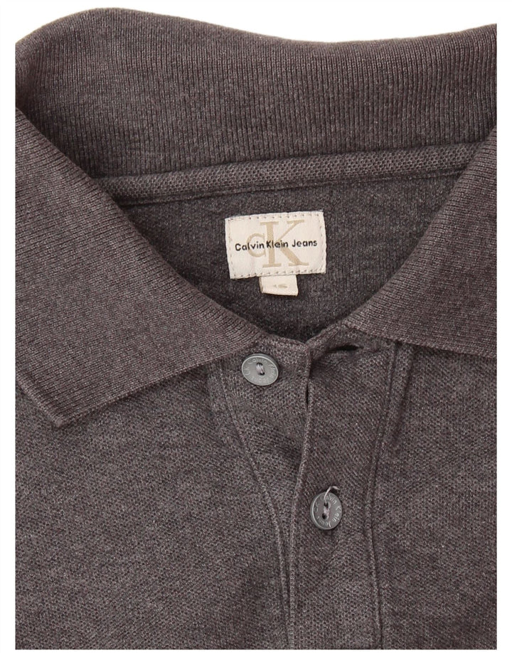 CALVIN KLEIN JEANS Boys Long Sleeve Polo Shirt 15-16 Years Grey