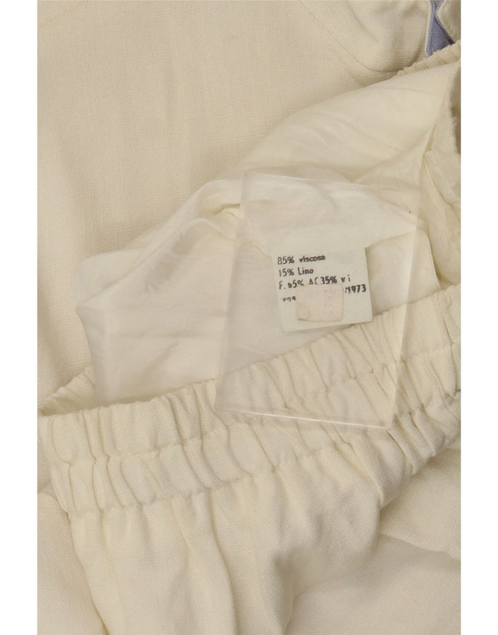 VINTAGE Womens Bomber Jacket UK 12 Medium Off White Colourblock Viscose