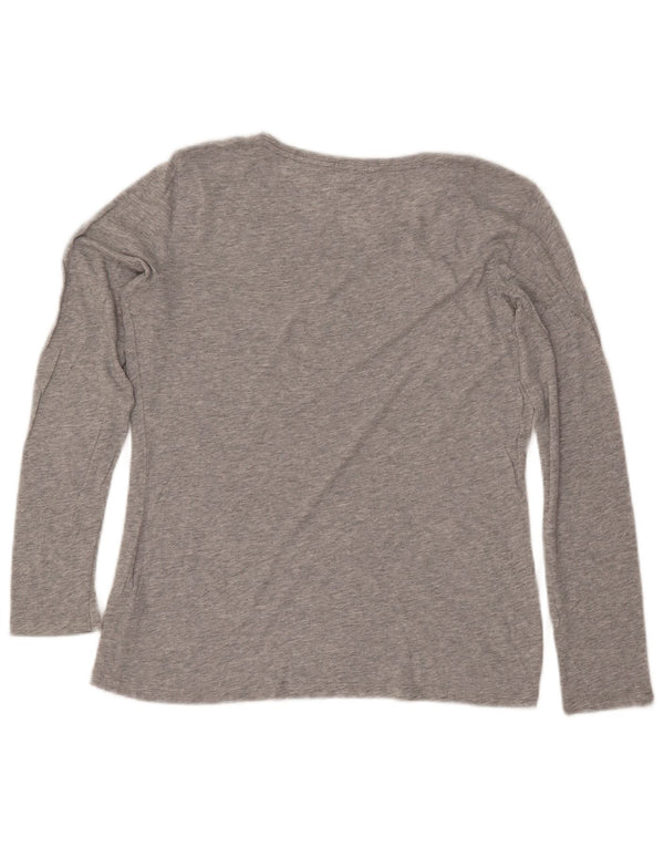 JIGSAW Womens Top Long Sleeve UK 10 Small Grey Modal