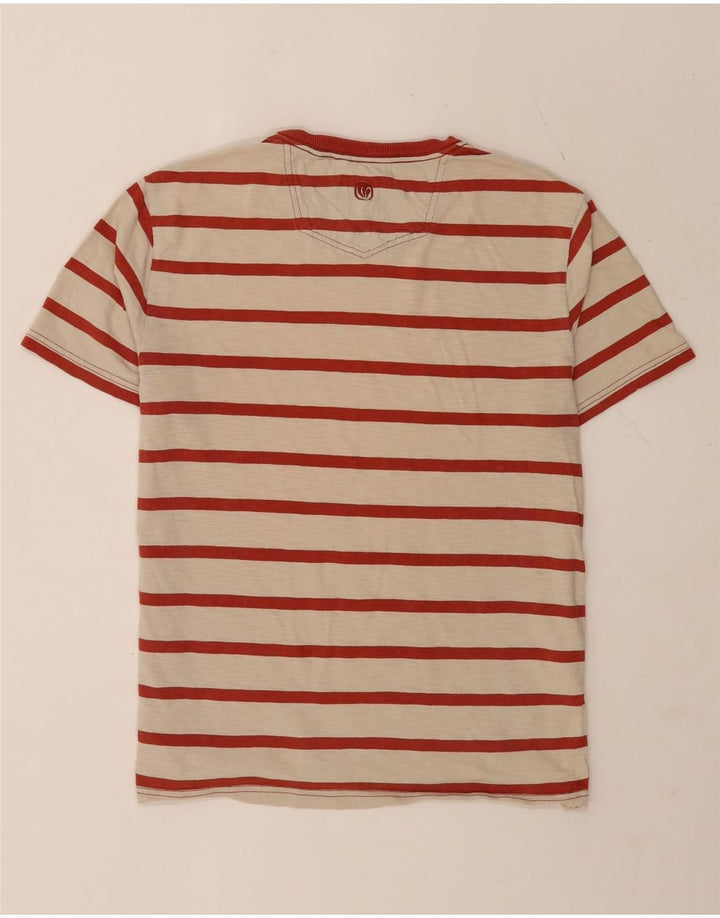 Fat Face Mens T-Shirt Top Medium Beige Striped Cotton
