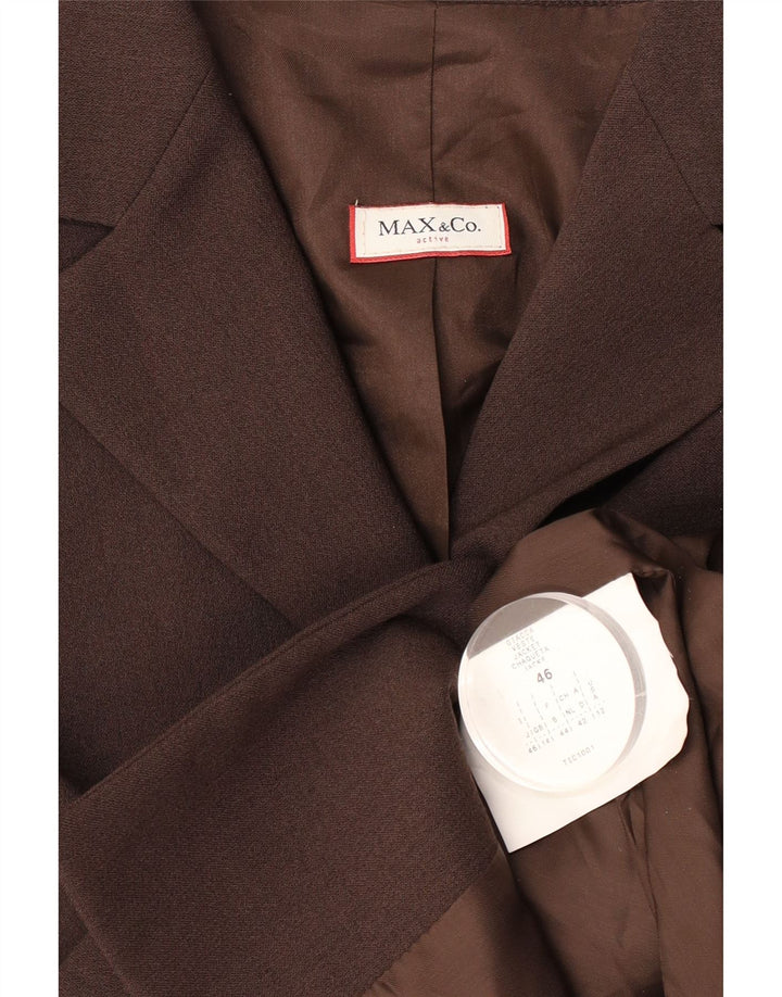 Max & Co. Womens 3 Button Blazer Jacket UK 14 Medium Brown Polyester