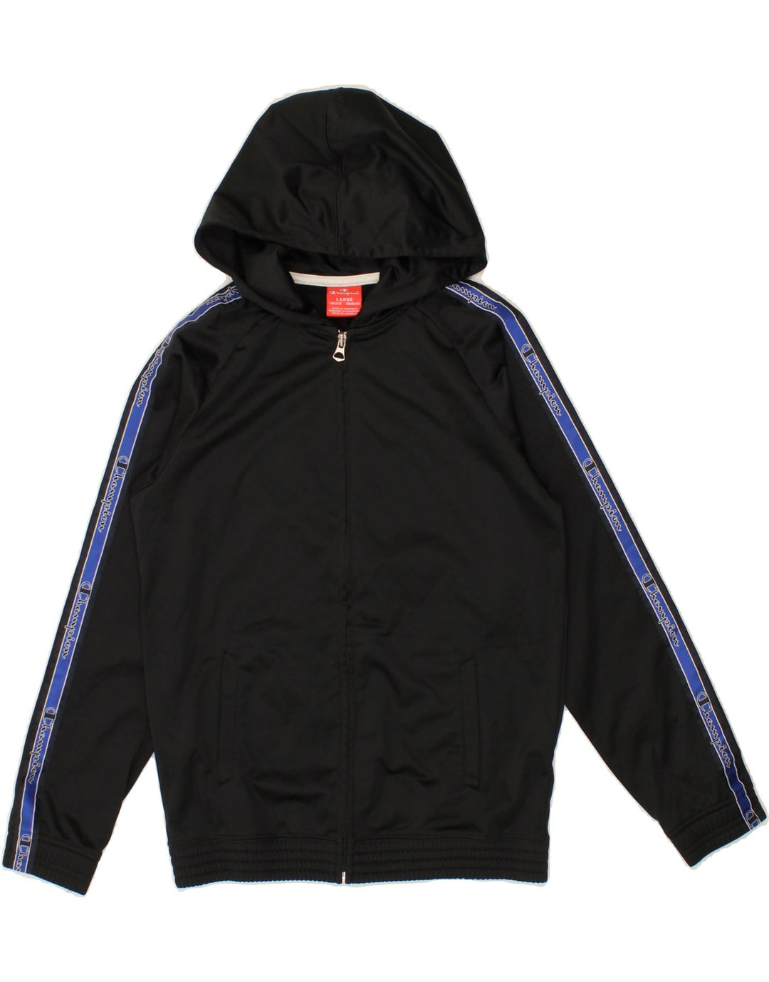 CHAMPION Boys Graphic Zip Hoodie Sweater 11-12 Years Large Black Polyester Vintage Champion and Second-Hand Champion from Messina Hembry 