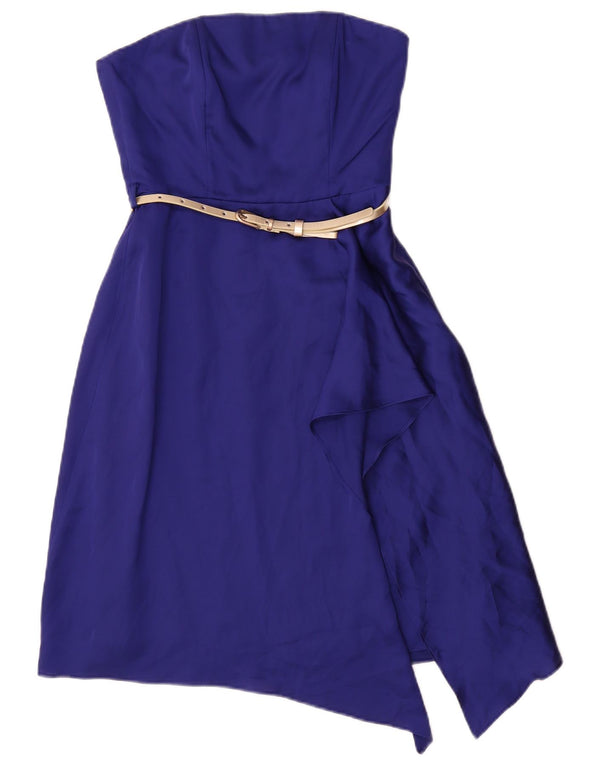 Coast Womens Asymmetric Strapless Dress UK 6 XS Blue Polyester