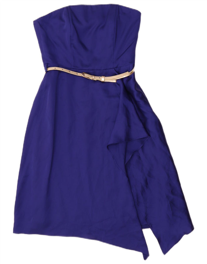 Coast Womens Asymmetric Strapless Dress UK 6 XS Blue Polyester