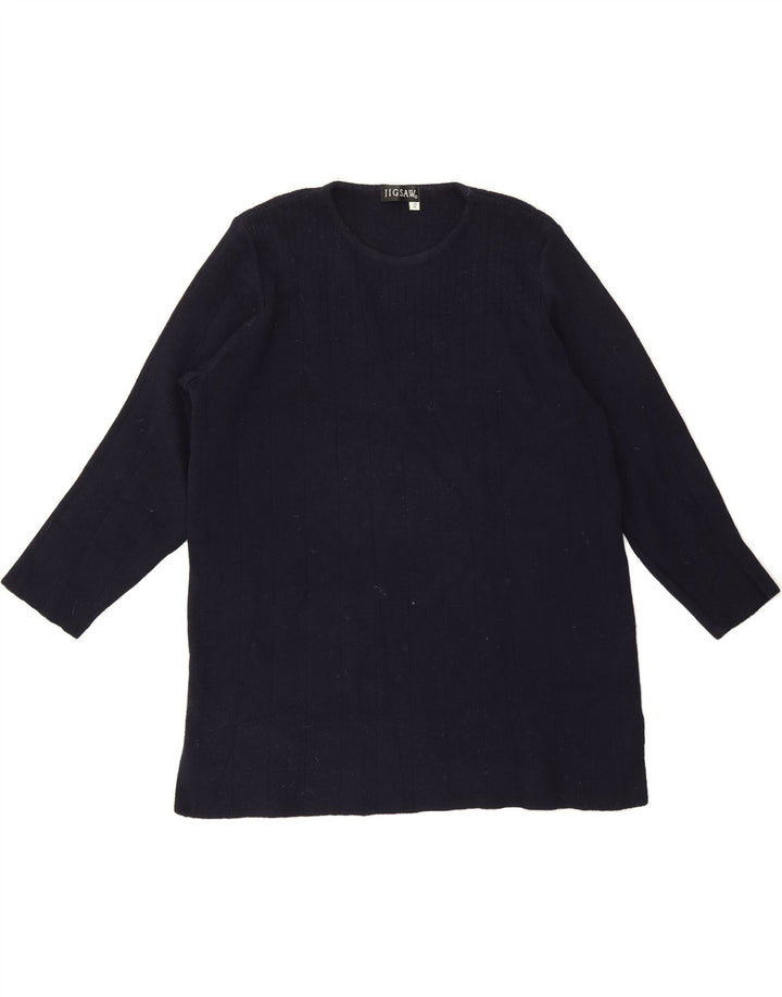 JIGSAW Womens Crew Neck Jumper Sweater UK 12 Medium Navy Blue Vintage Jigsaw and Second-Hand Jigsaw from Messina Hembry 
