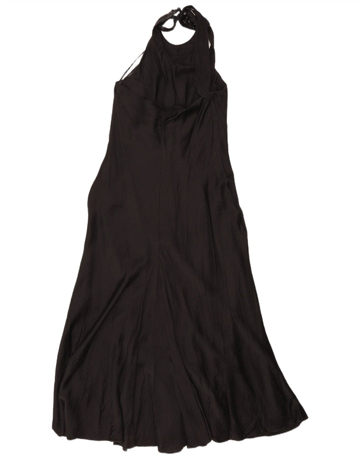 Monsoon Womens Maxi Halter Dress UK 16 Large Black Silk