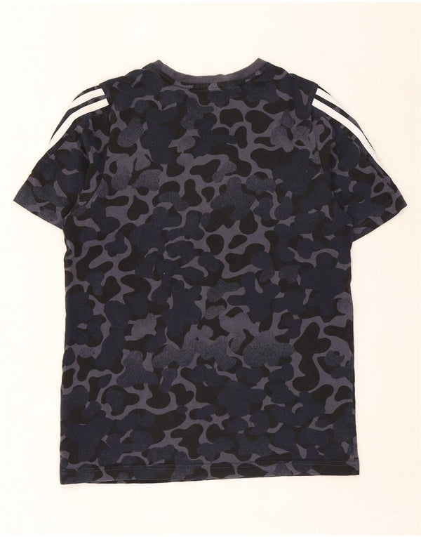 Adidas Boys Graphic T-Shirt Top 13-14 Years Blue Camouflage Cotton