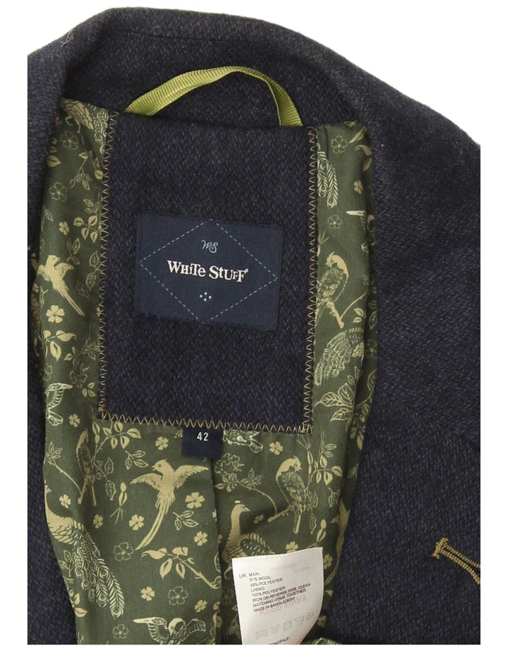 White Stuff Mens 2 Button Blazer Jacket UK 42 XL Navy Blue Wool
