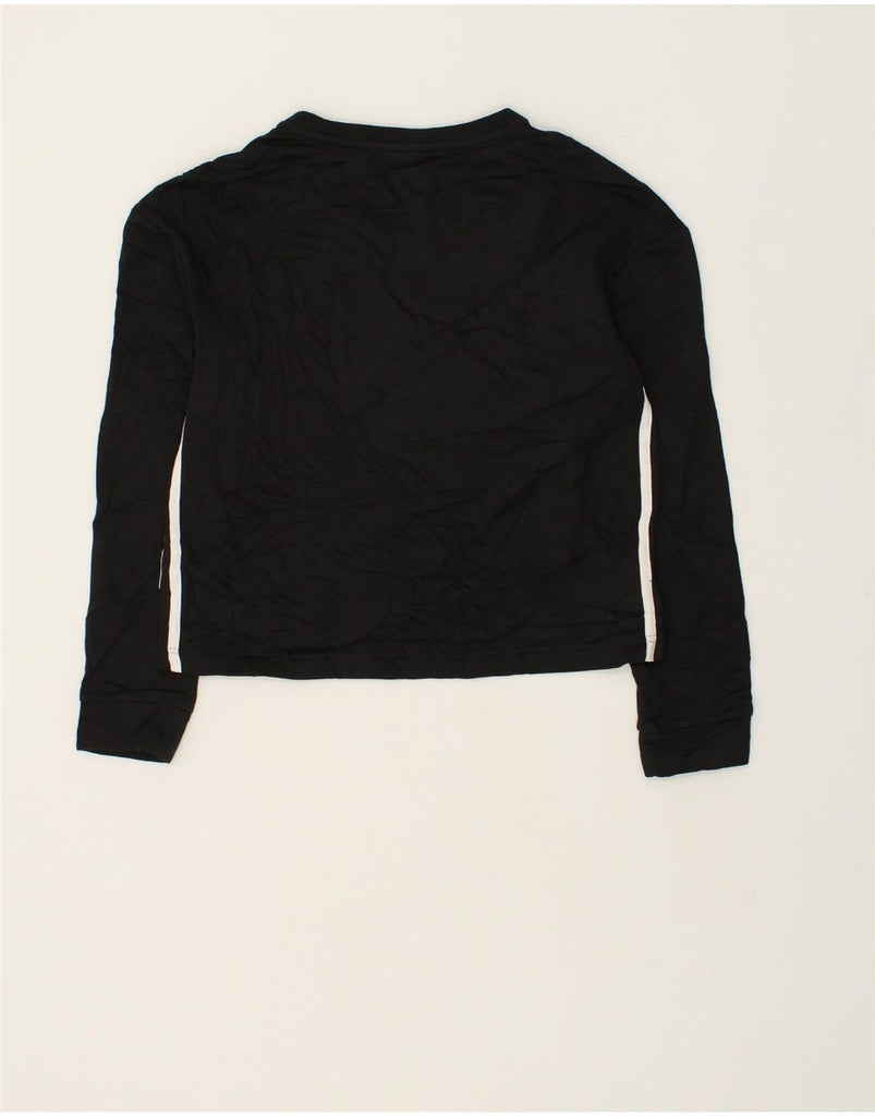 ADIDAS Womens Crop Top Long Sleeve UK 8-10 Small Black Cotton | Vintage Adidas | Thrift | Second-Hand Adidas | Used Clothing | Messina Hembry 