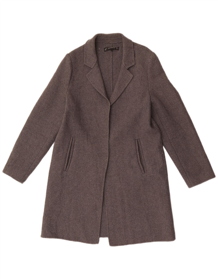 Zara Womens Trafaluc Open Overcoat UK 16 Large Grey Wool
