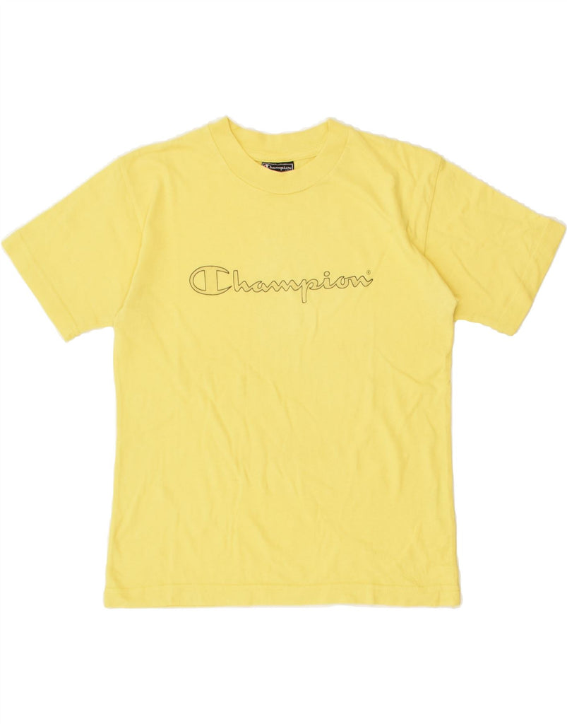 CHAMPION Boys Graphic T-Shirt Top 7-8 Years Yellow Cotton | Vintage Champion | Thrift | Second-Hand Champion | Used Clothing | Messina Hembry 