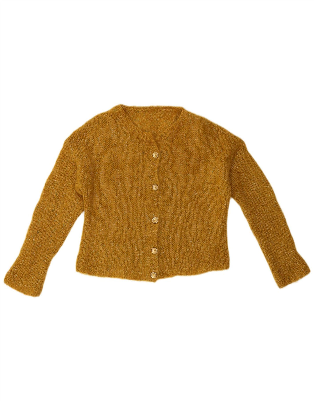 Vintage Womens Crop Cardigan Sweater UK 14 Medium Yellow