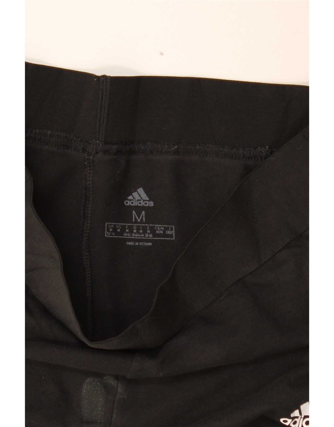 Adidas Womens Leggings UK 12/14 Medium Black Striped Cotton
