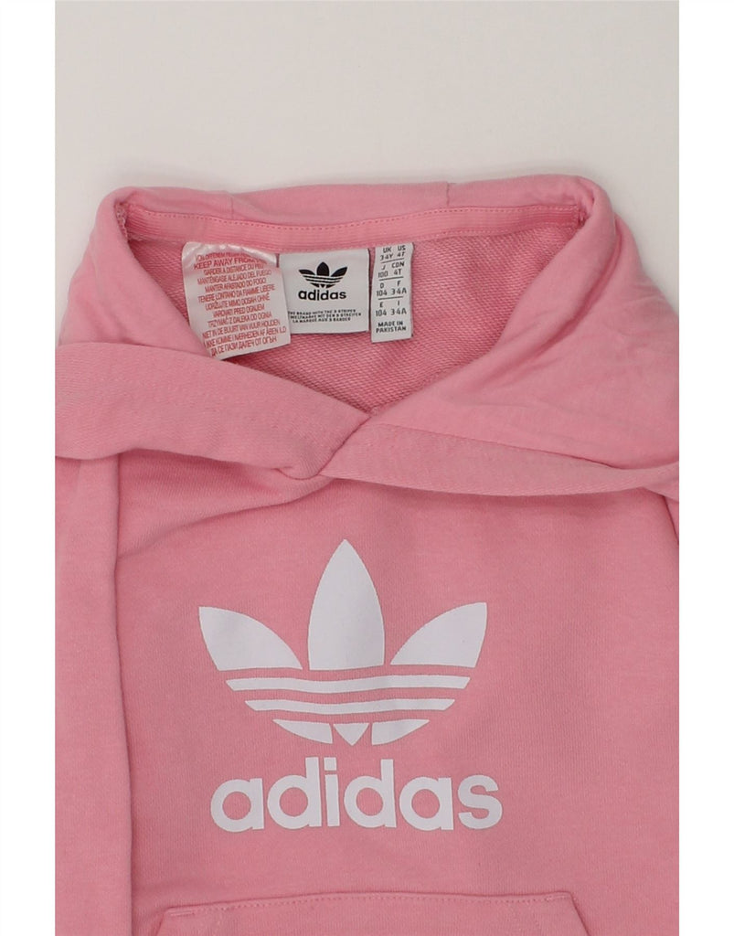 ADIDAS Girls Graphic Hoodie Jumper 3-4 Years Pink Cotton | Vintage Adidas | Thrift | Second-Hand Adidas | Used Clothing | Messina Hembry 