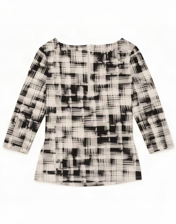 Phase Eight Womens 3/4 Sleeve Blouse Top UK 12 Medium Black Check Viscose