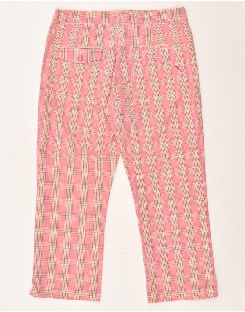 CHERVO Womens Straight Capri Trousers UK 8 Small W30 L22 Pink Check Cotton | Vintage Chervo | Thrift | Second-Hand Chervo | Used Clothing | Messina Hembry 