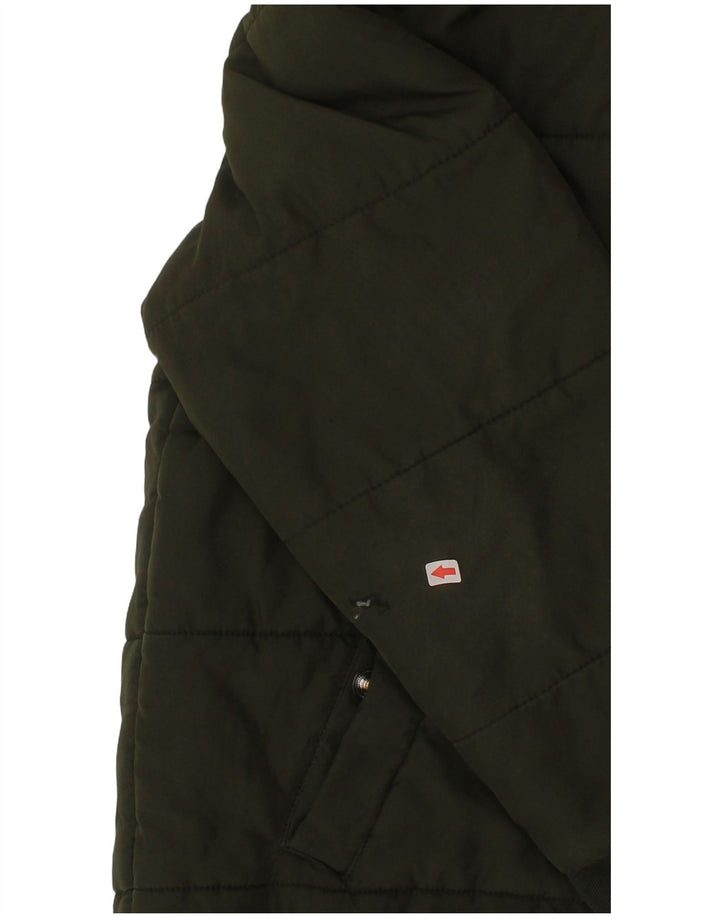 Adidas Boys Hooded Padded Jacket 7-8 Years Khaki Polyester