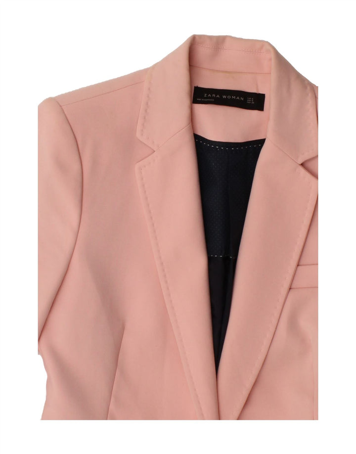 ZARA Womens 1 Button Blazer Jacket UK 8 Small Pink Vintage Zara and Second-Hand Zara from Messina Hembry 