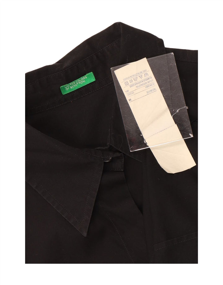 Benetton Womens Shirt UK 14 Medium Black Cotton