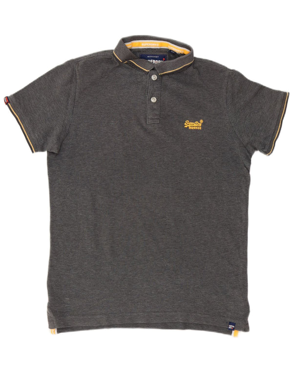 SUPERDRY Mens Polo Shirt Large Grey Cotton