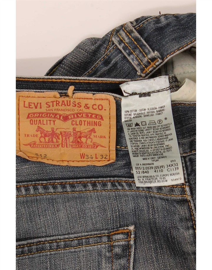 Levi's Mens 512 Bootcut Jeans W34 L32 Blue Cotton